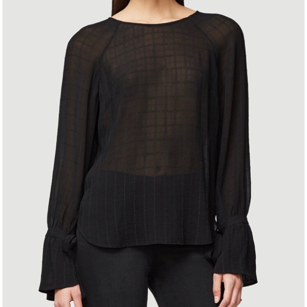 FRAME Denim Voluminous Cuff Jacquard Blouse